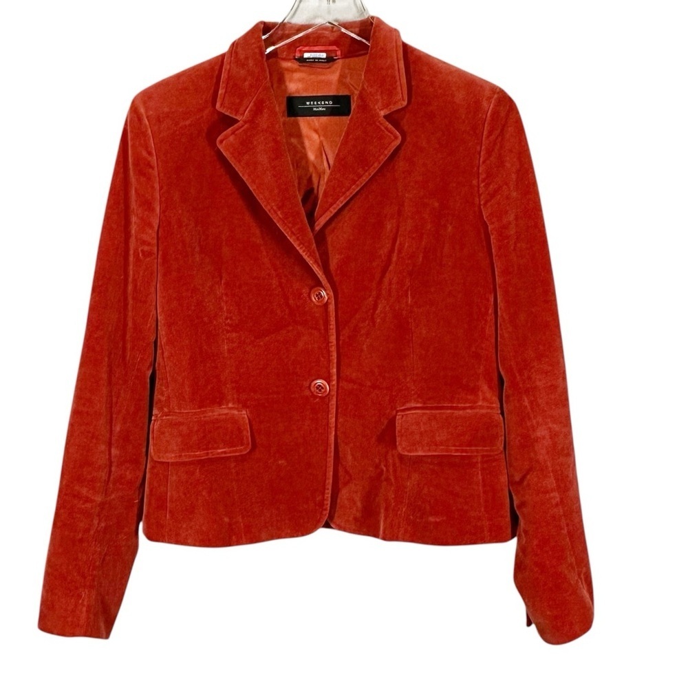 MAXMARA WEEKEND Women's 10 Rust Red Velvet 2 Button Blazer